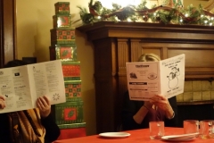 Hiding behind songbooks